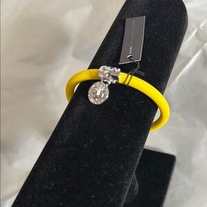 Marc By Marc Jacobs Yellow Silicon Bracelet with Silver Modern Charm